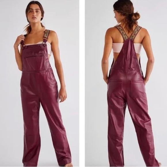 Free People Pants - Free People Brooklyn Leather overalls size small